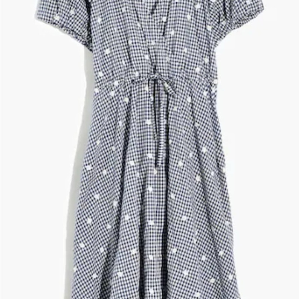 Gently Loved Embroidered Gingham Faux-Wrap Tie-Waist Midi Dress by Madewell - Picture 15 of 16
